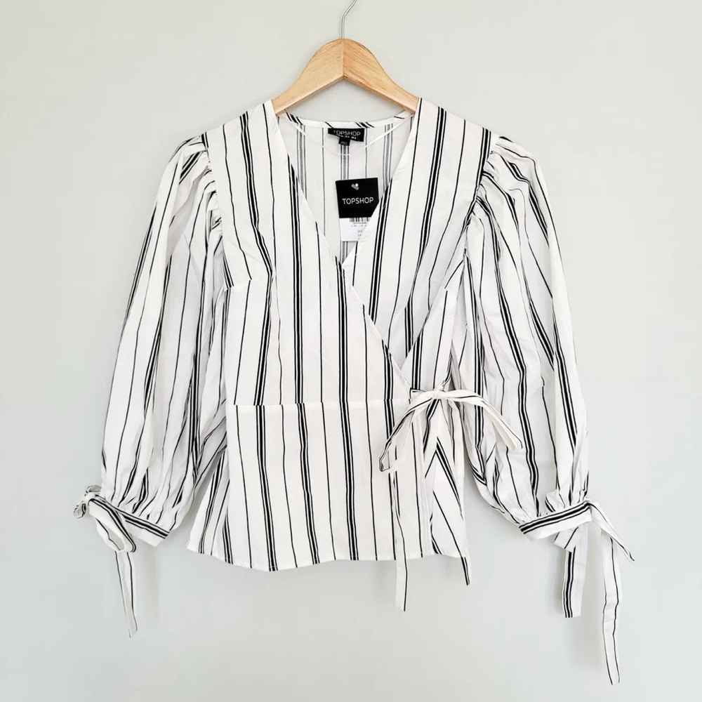 NWT Topshop Balloon Sleeve Full Wrap Blouse